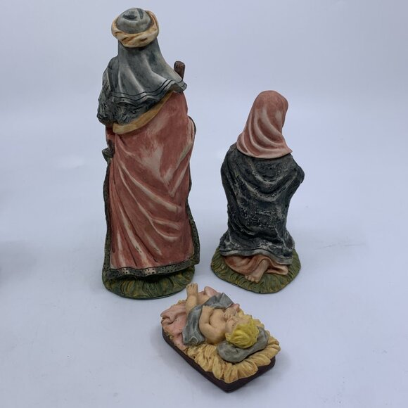 Vintage Nativity Set Mary Joseph Baby Jesus in Manger 3 Wise Men 6 Figures 6" - Picture 9 of 11